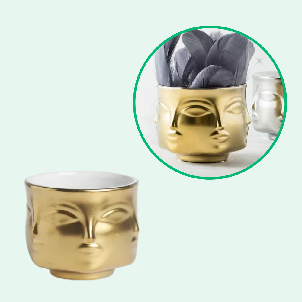 Jardioui 1 Pot (39.90 €/ pcs) / Doré Pot de Fleurs Visage Artistique