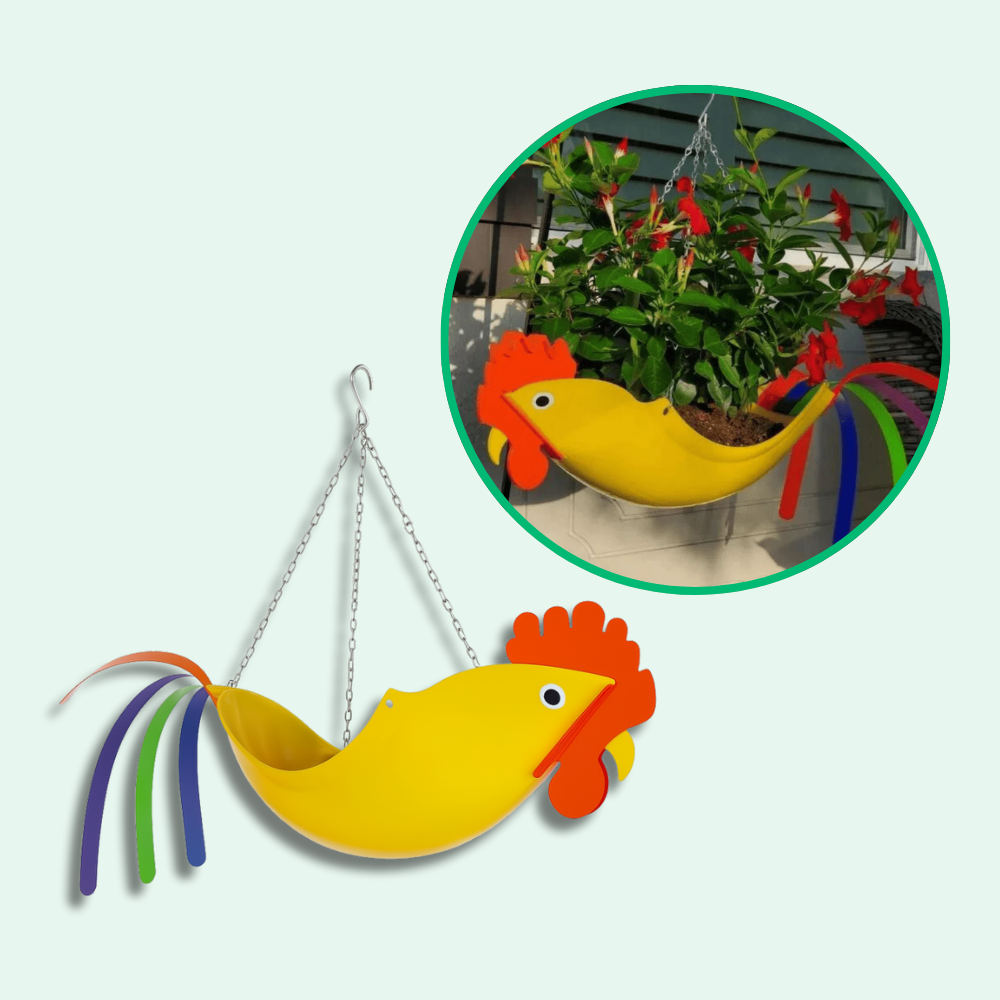 Jardioui Coq jaune Pot de Fleurs Suspendu Animaux Artistiques