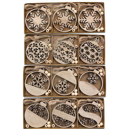 Jardioui Flocons de Neige en Bois Naturel (pack de 12)