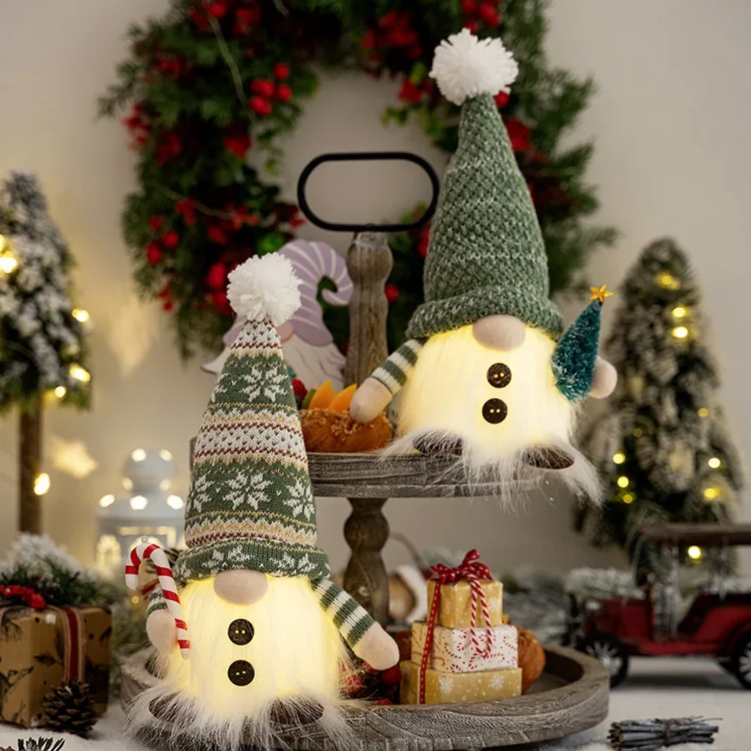 Jardioui Gnomes de Noël Tricotés Lumineux (Lot de 2 pièces)