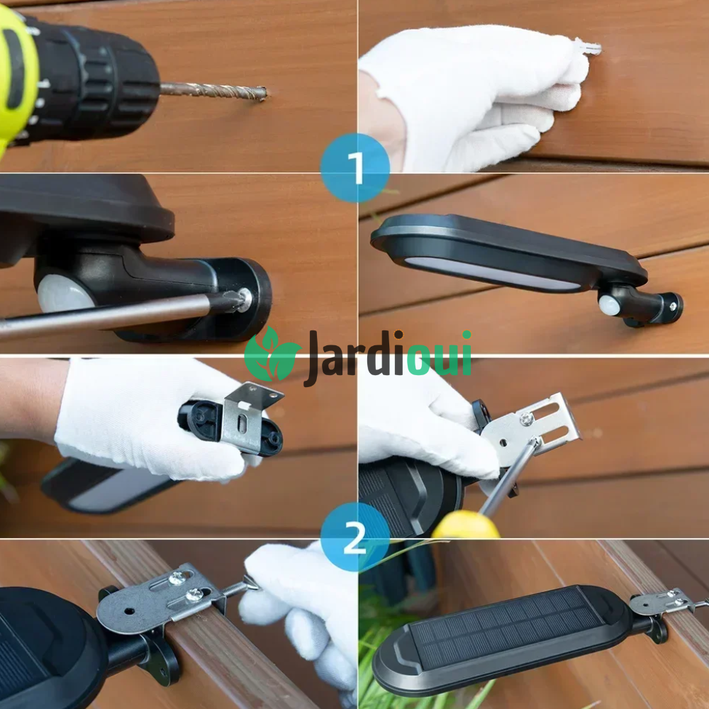 Jardioui Lampadaire Solaire Détecteur de Mouvement Puissant