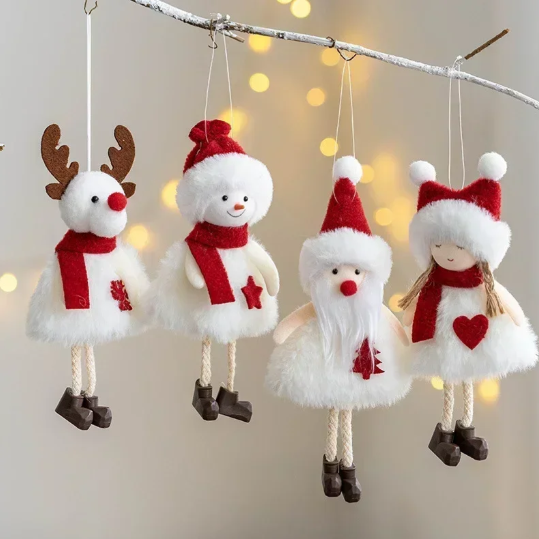 Jardioui Poupées de Noël Suspendues en Peluche Douce (pack de 4 pièces)