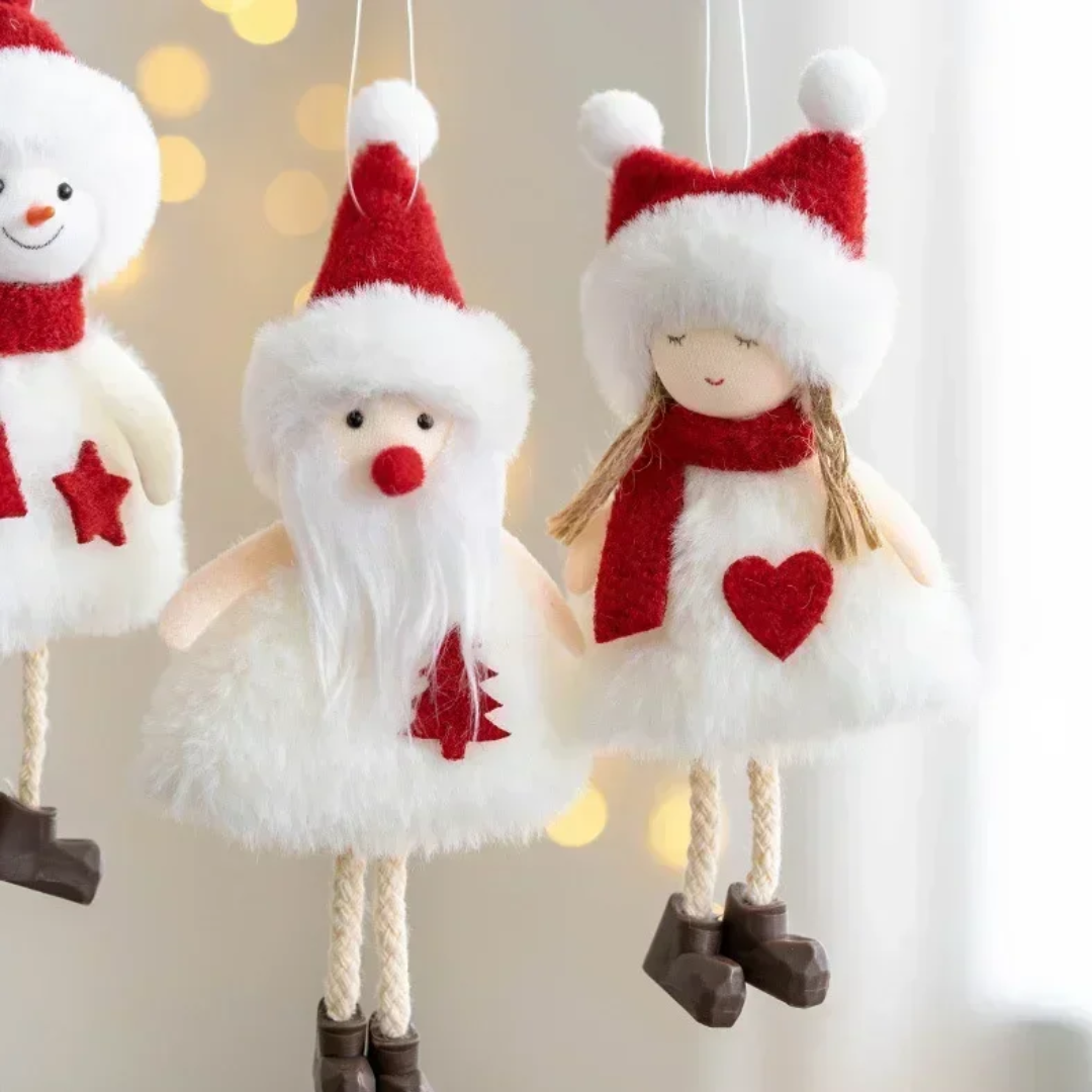 Jardioui Poupées de Noël Suspendues en Peluche Douce (pack de 4 pièces)