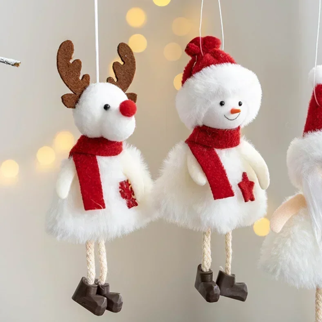 Jardioui Poupées de Noël Suspendues en Peluche Douce (pack de 4 pièces)