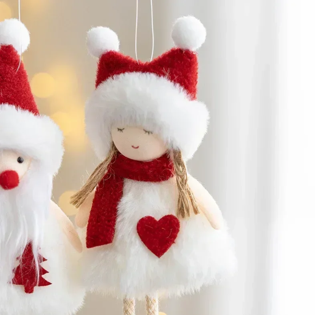 Jardioui Poupées de Noël Suspendues en Peluche Douce (pack de 4 pièces)