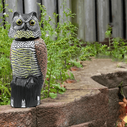 Jardioui Répulsif d'Oiseaux Réaliste Hibou Rotatif