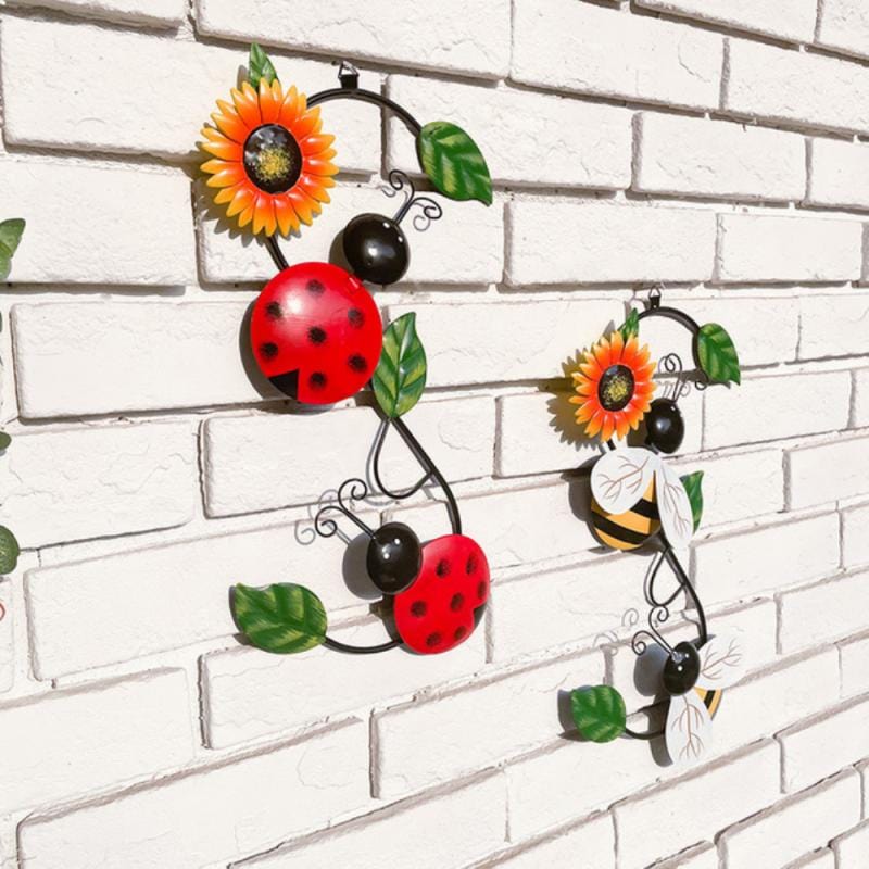frJardioui Décoration Murale Extérieure "Abeille & Coccinelle"