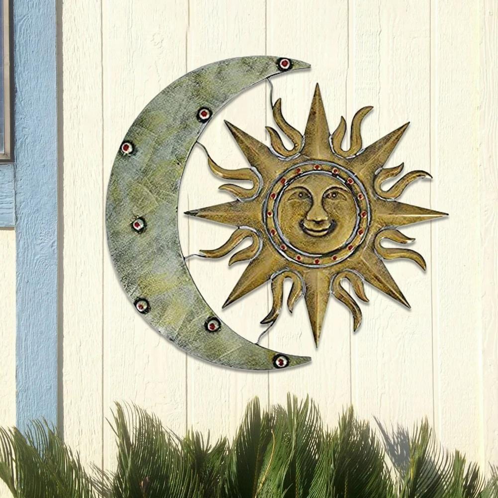frJardioui Décoration Murale Extérieure "Le Soleil a Rendez-vous avec la Lune"