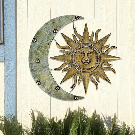 frJardioui Décoration Murale Extérieure "Le Soleil a Rendez-vous avec la Lune"